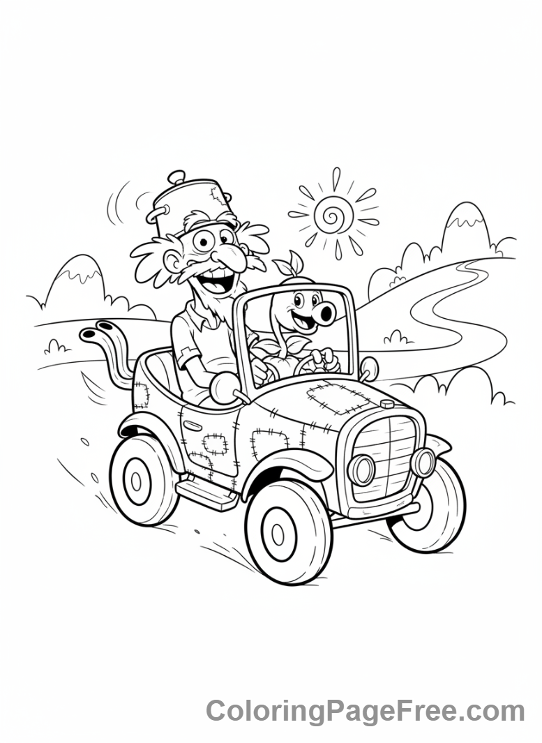 Plants Vs Zombies coloring page - Crazy Dave driving