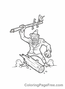 Plants Vs Zombies coloring page - Gargantuar smashing