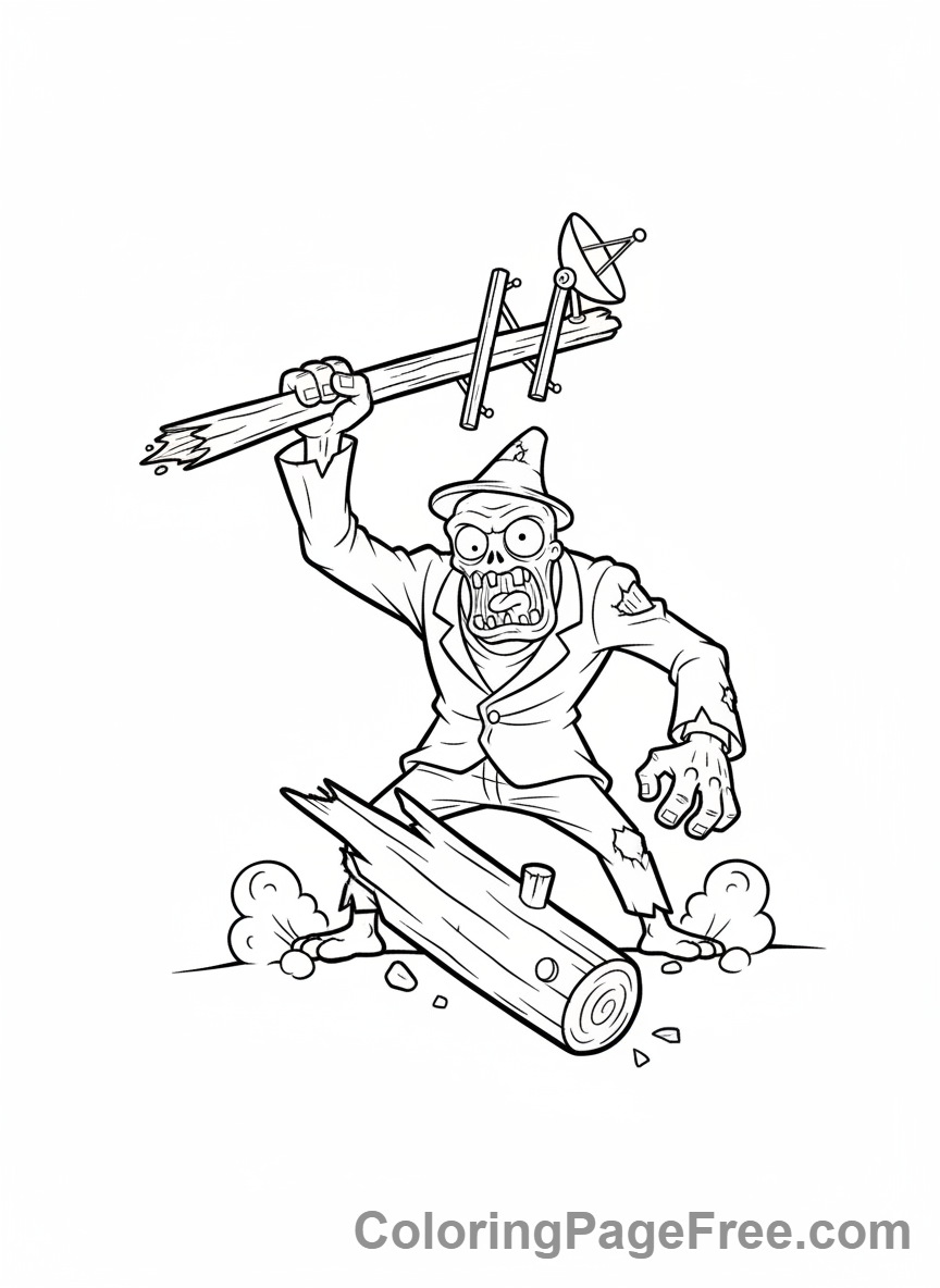 Plants Vs Zombies coloring page - Gargantuar smashing