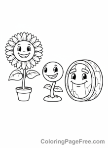 Plants Vs Zombies coloring page - Plants group portrait