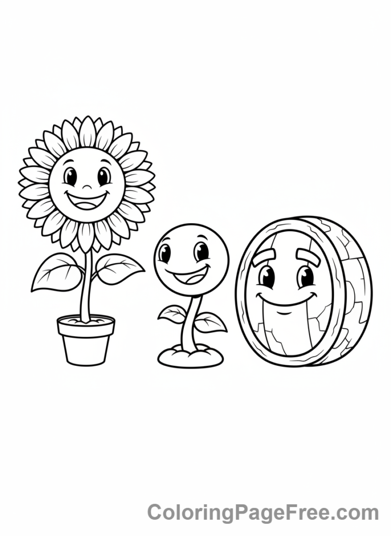 Plants Vs Zombies coloring page - Plants group portrait