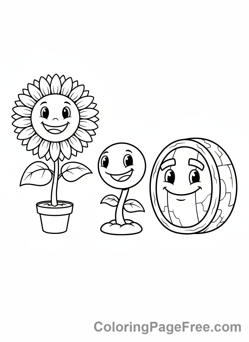 Plants Vs Zombies coloring page - Plants group portrait