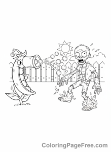 Plants Vs Zombies coloring page - Snow Pea freezing zombie