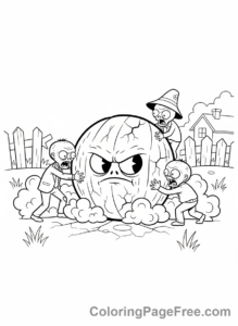 Plants Vs Zombies coloring page - Wall-Nut blocking zombies