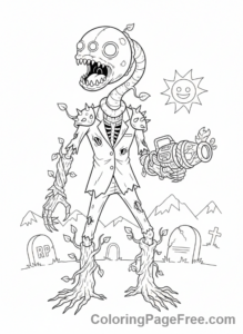 Plants Vs Zombies coloring page - ZomBotany Zombie detailed