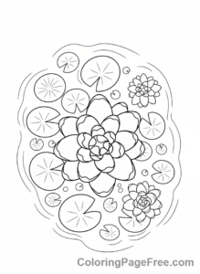 Plants coloring page - Water lily pond