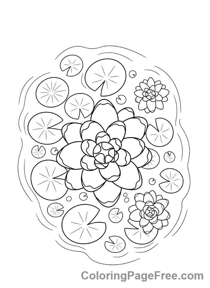 Plants coloring page - Water lily pond