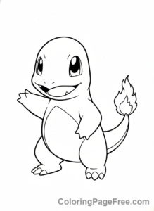 Pokemon coloring page - Charmander standing cute