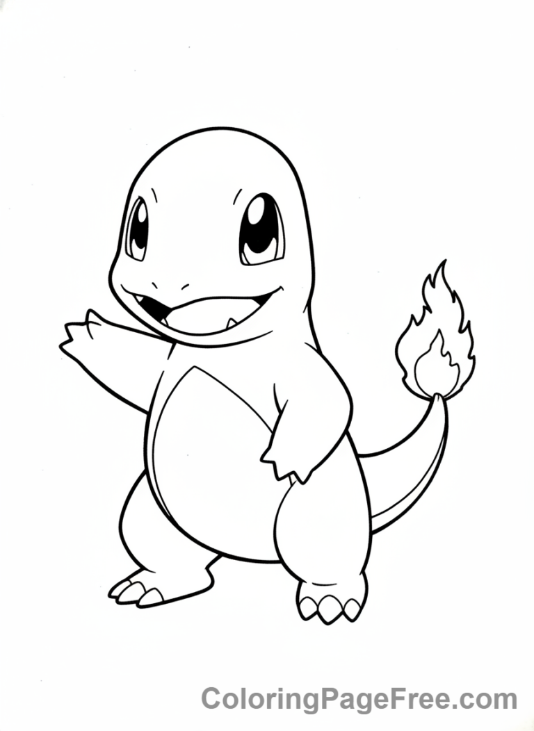 Pokemon coloring page - Charmander standing cute