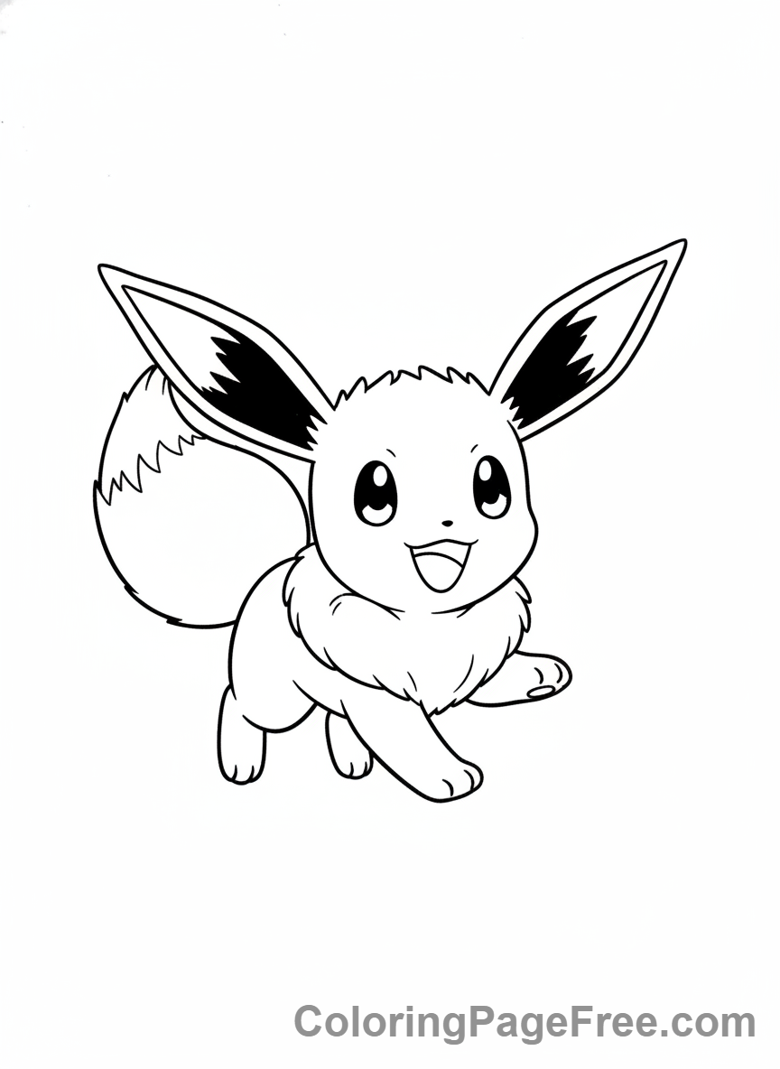 Pokemon coloring page - Eevee running happy