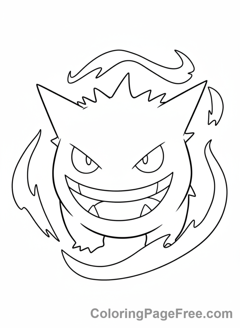 Pokemon coloring page - Gengar mischievous smile