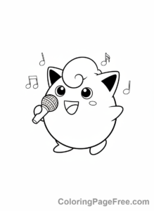 Pokemon coloring page - Jigglypuff singing mic