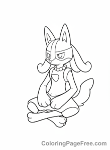 Pokemon coloring page - Lucario meditating calm