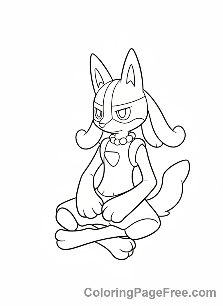Pokemon coloring page - Lucario meditating calm