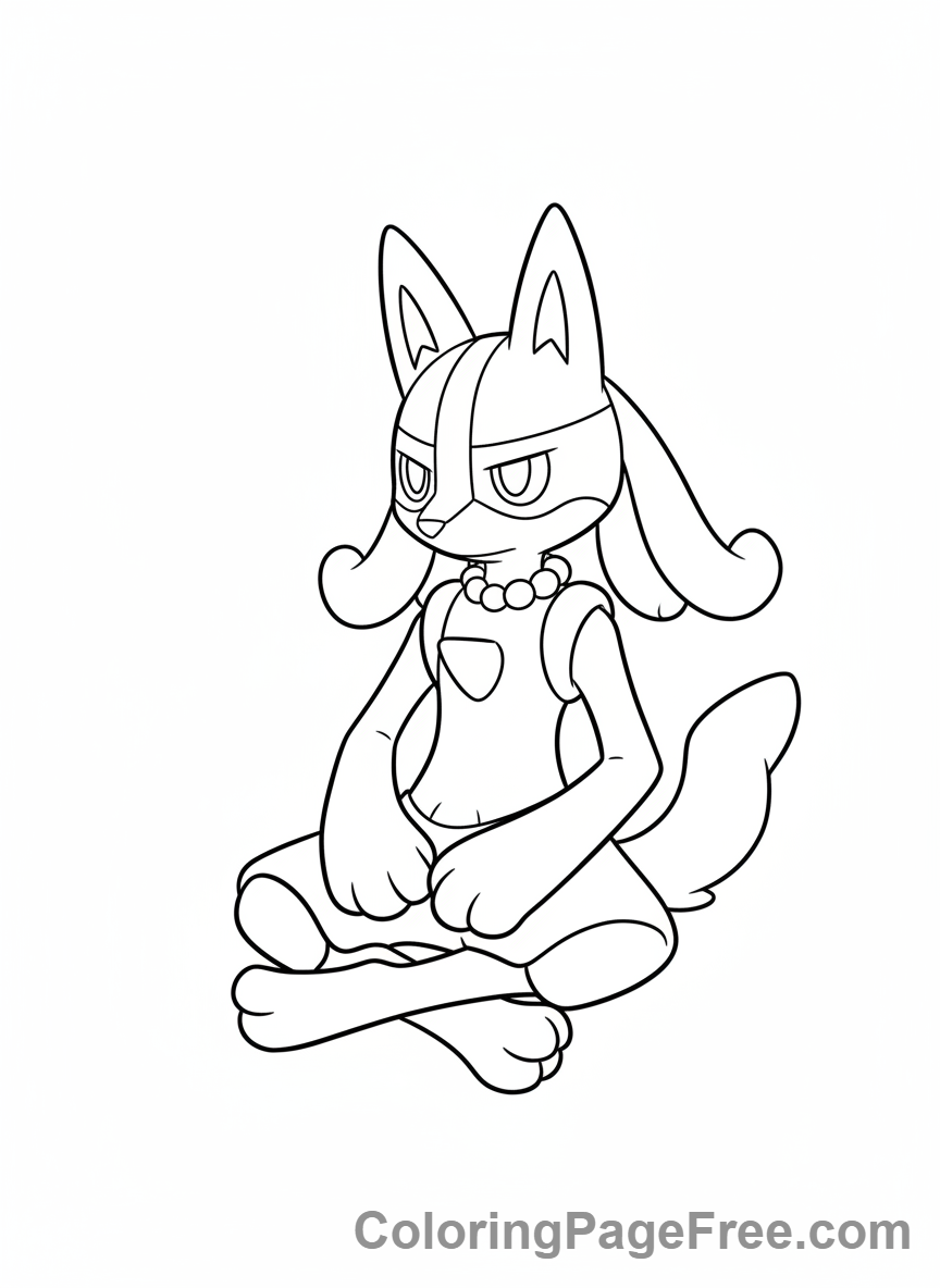 Pokemon coloring page - Lucario meditating calm