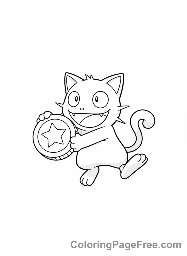 Pokemon coloring page - Meowth stealing coin