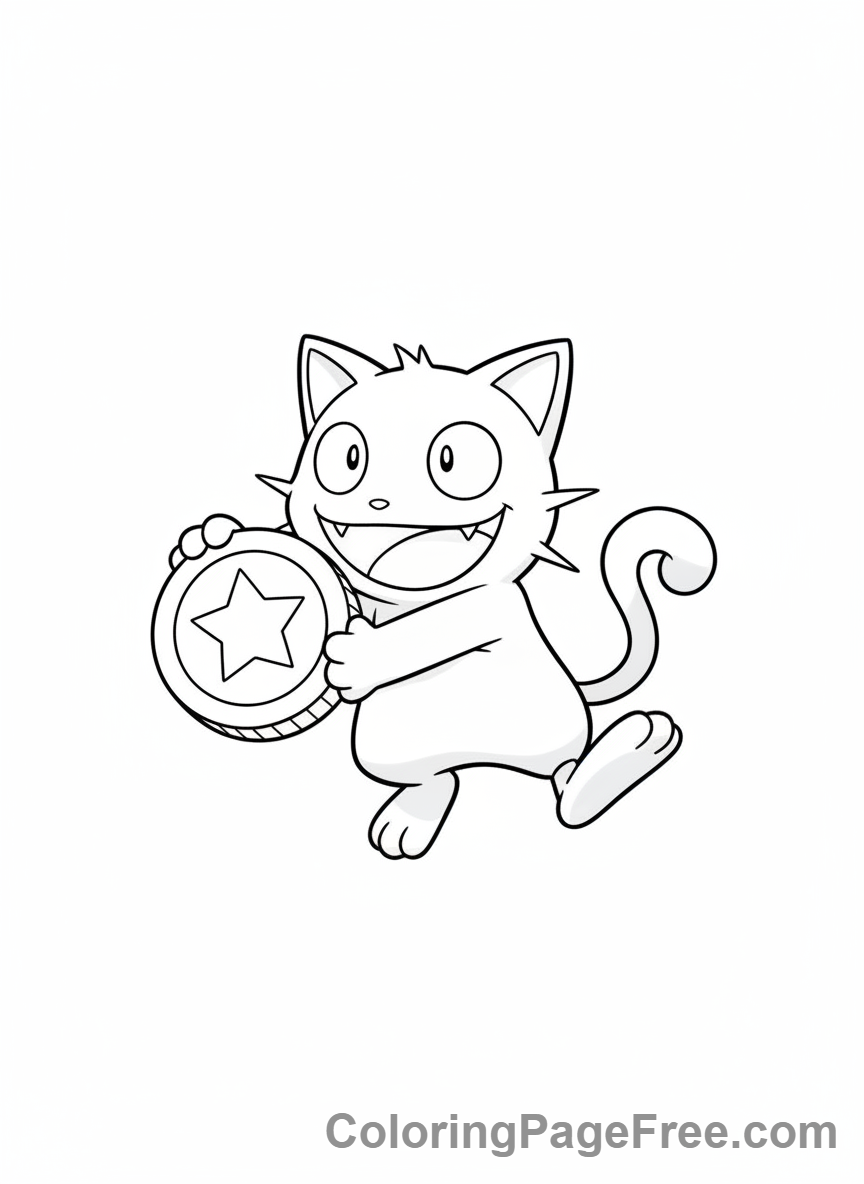 Pokemon coloring page - Meowth stealing coin