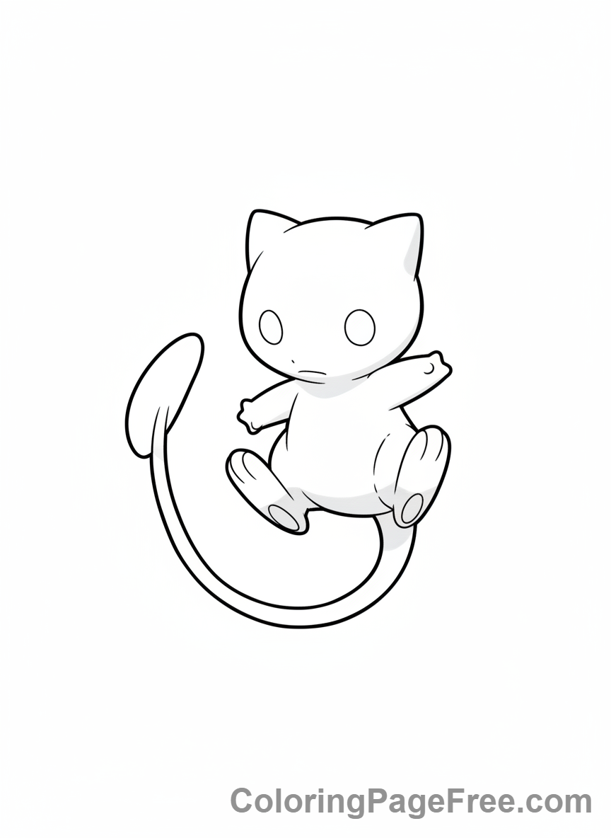 Pokemon coloring page - Mew flying gracefully