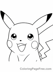 Pokemon coloring page - Pikachu close-up happy