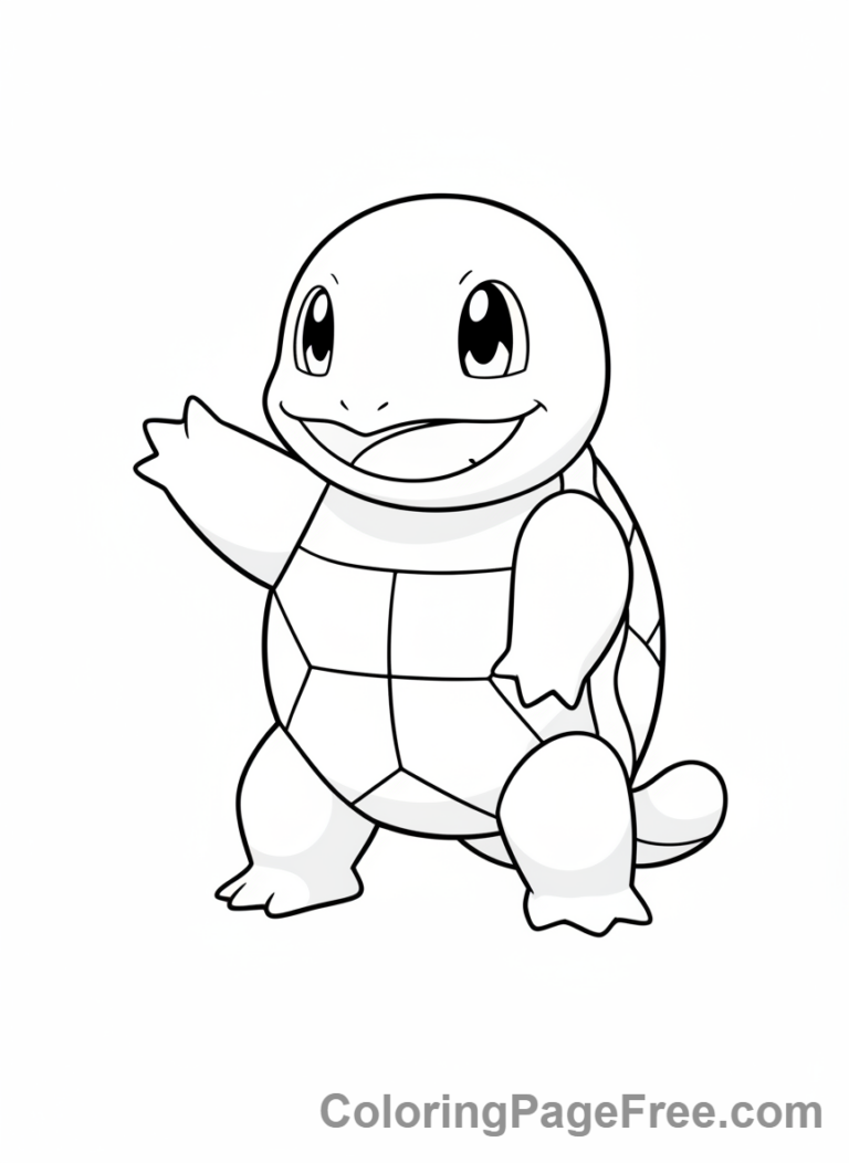 Pokemon coloring page - Squirtle waving hello