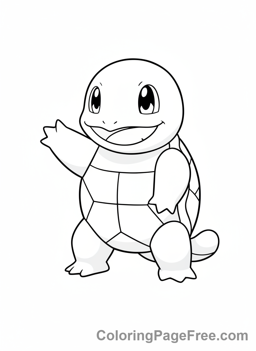 Pokemon coloring page - Squirtle waving hello
