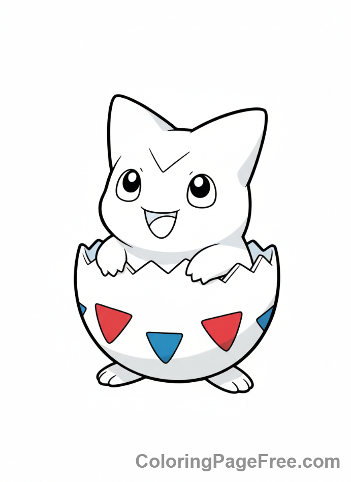 Pokemon coloring page - Togepi hatching egg