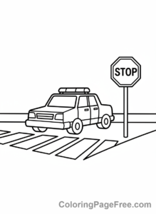 Police Car coloring page - Police car at crosswalk