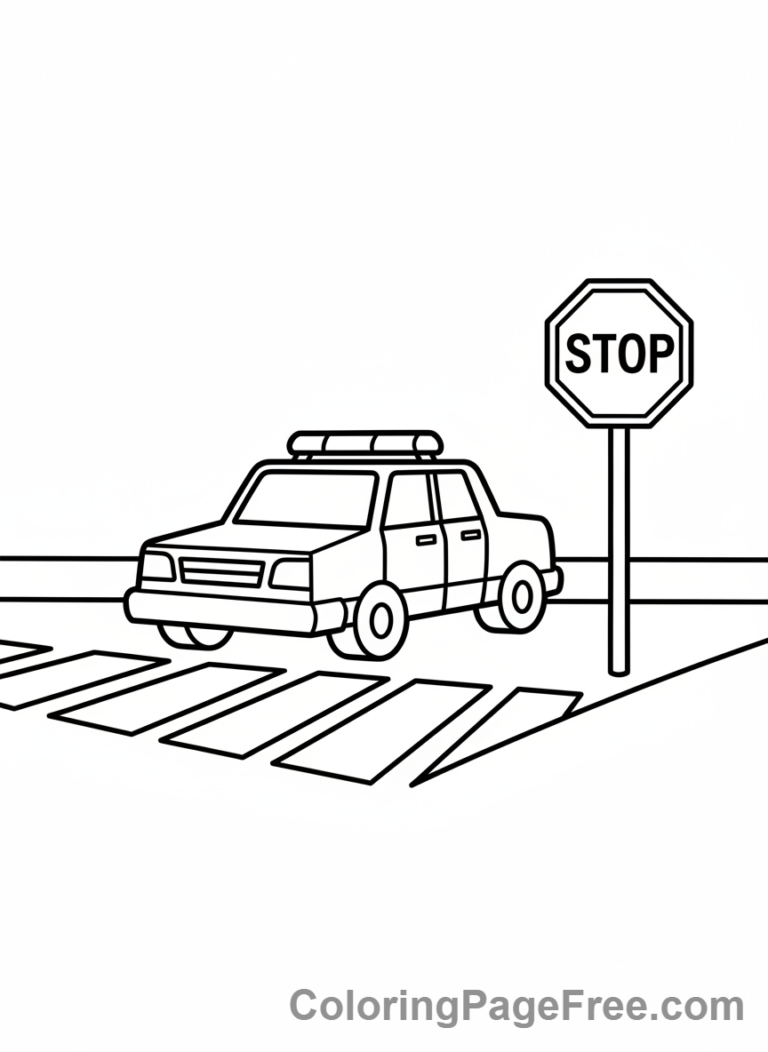 Police Car coloring page - Police car at crosswalk