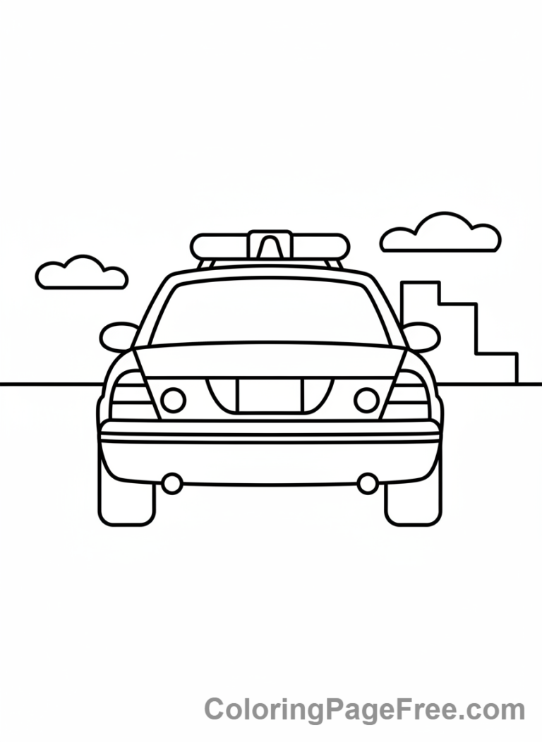 Police Car coloring page - Police car back view