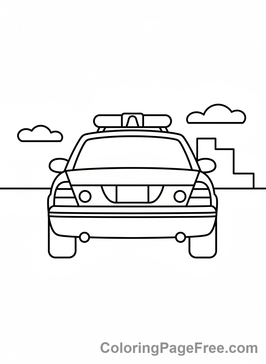 Police Car coloring page - Police car back view