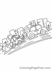Police Car coloring page - Police car chasing fun