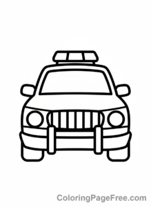 Police Car coloring page - Police car front view