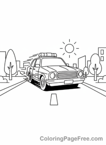 Police Car coloring page - Police car speeding street