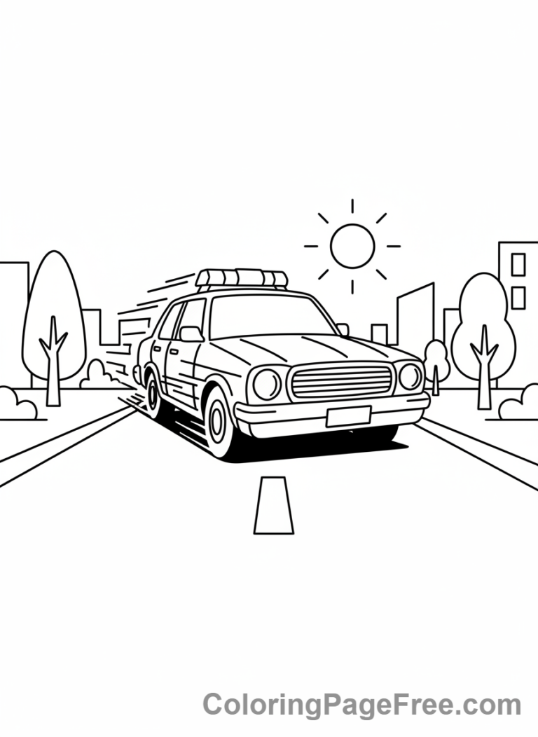 Police Car coloring page - Police car speeding street