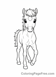 Pony coloring page - Baby pony standing