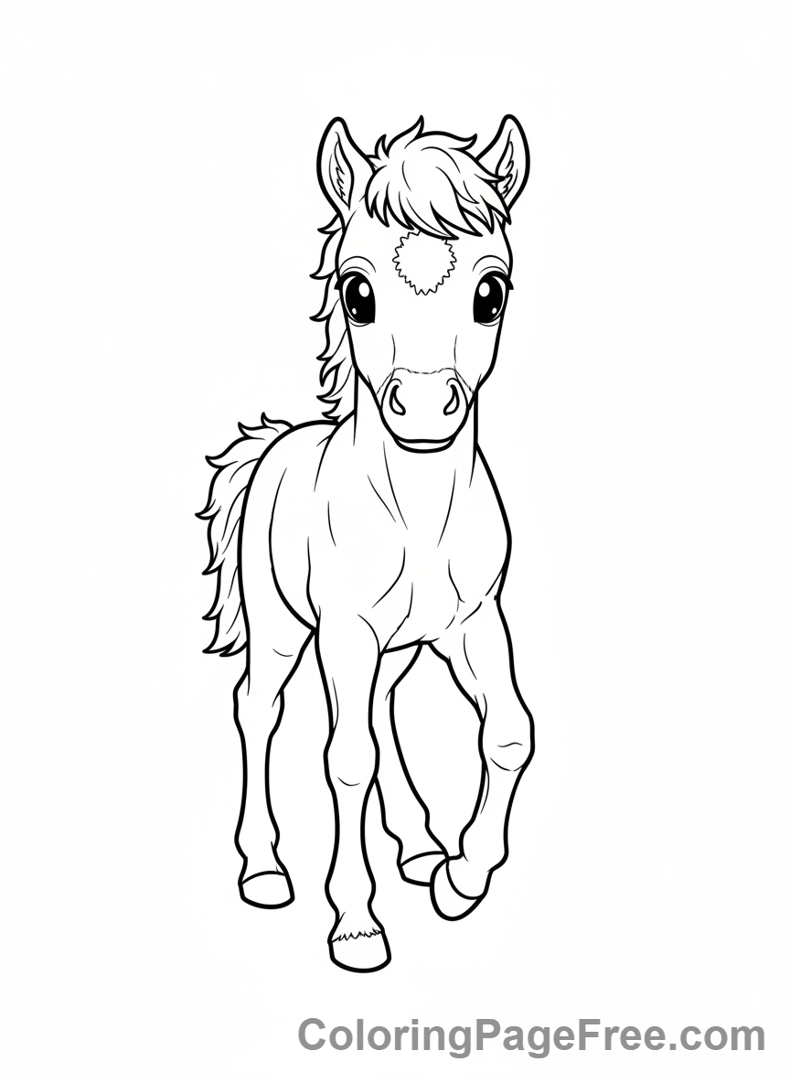 Pony coloring page - Baby pony standing