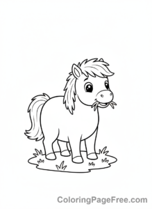 Pony coloring page - Pony eating grass
