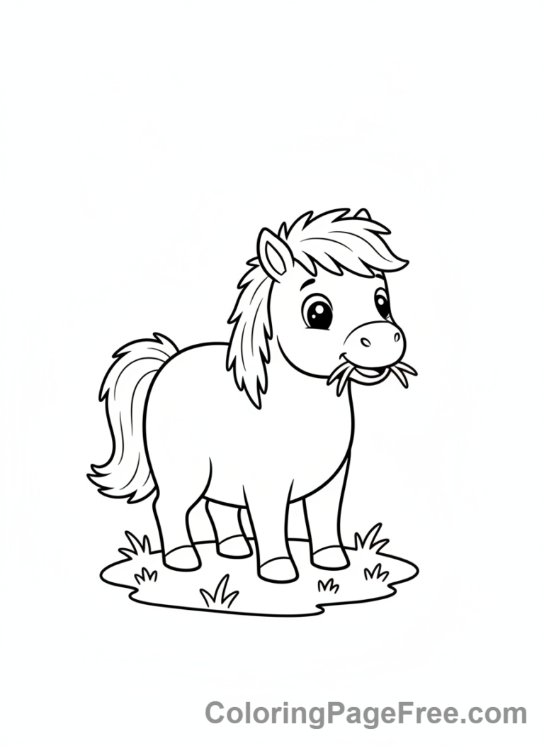 Pony coloring page - Pony eating grass