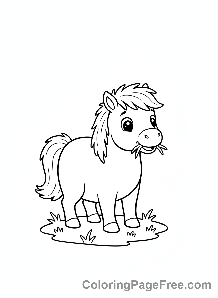 Pony coloring page - Pony eating grass