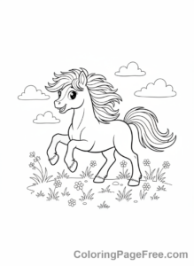 Pony coloring page - Pony galloping joyfully