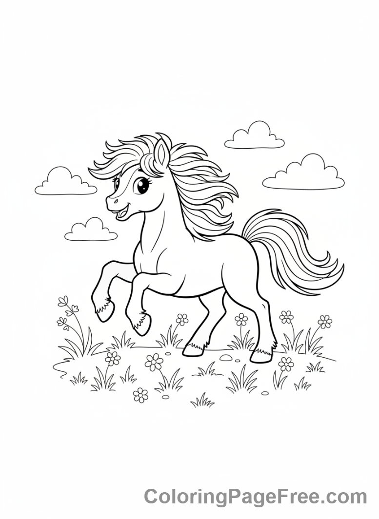 Pony coloring page - Pony galloping joyfully