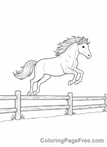 Pony coloring page - Pony jumping fence