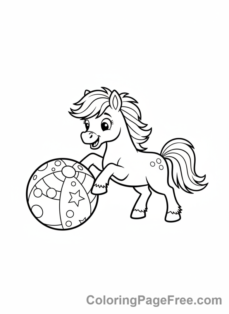 Pony coloring page - Pony playing ball