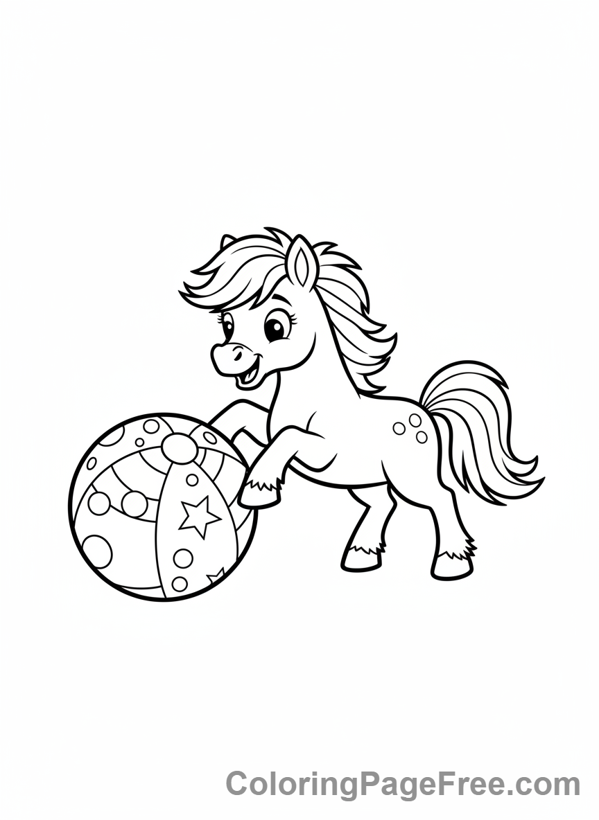 Pony coloring page - Pony playing ball