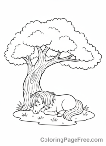 Pony coloring page - Pony sleeping calmly