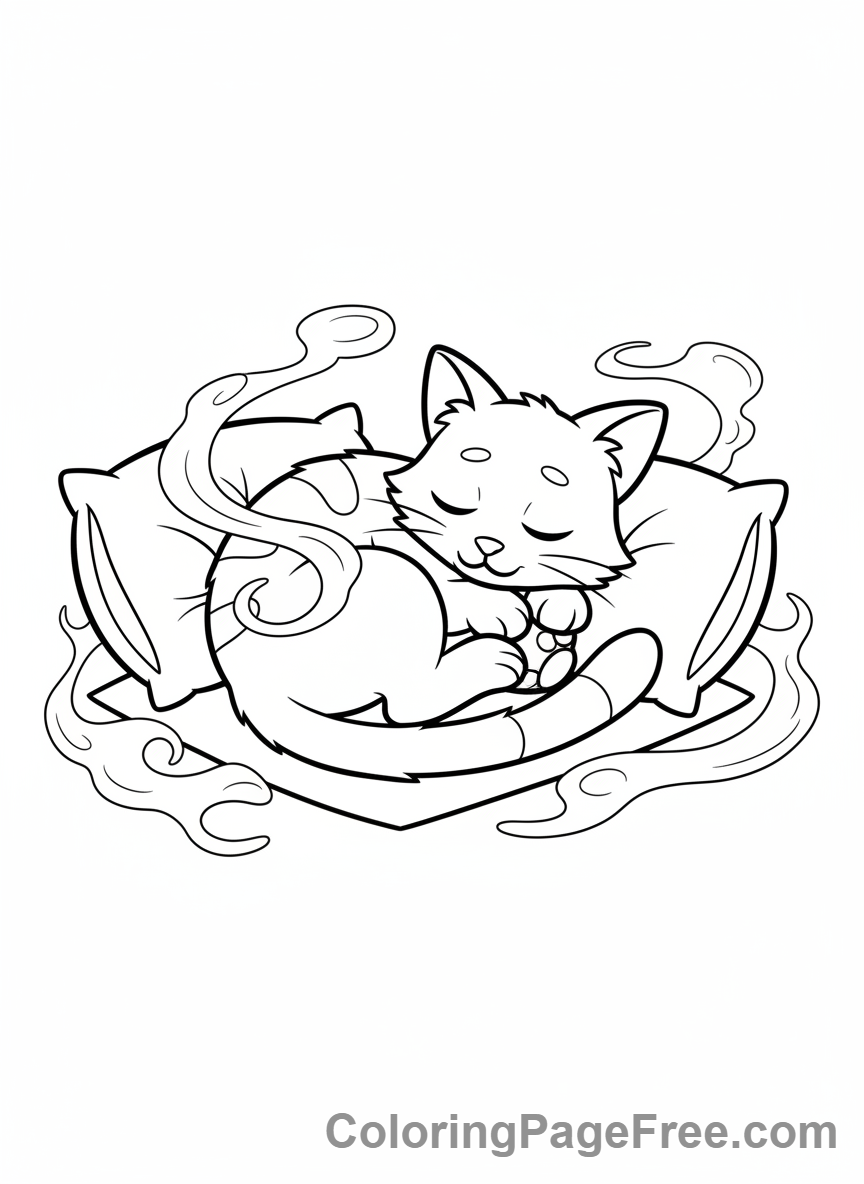 Poppy Playtime coloring page - CatNap sleeping peacefully