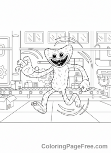 Poppy Playtime coloring page - Huggy Wuggy running chase