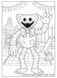Poppy Playtime coloring page - Huggy Wuggy welcoming pose
