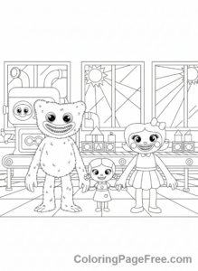 Poppy Playtime coloring page - Mascots group happy