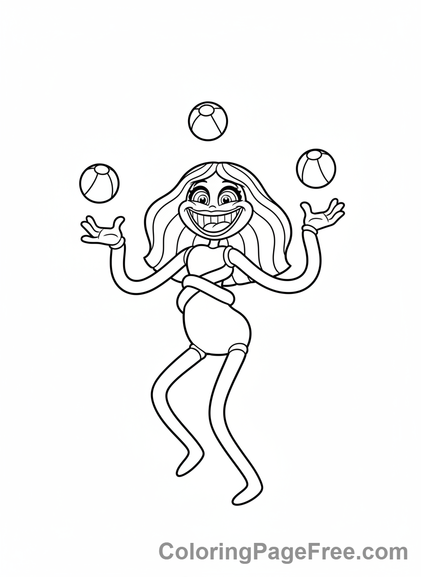 Poppy Playtime coloring page - Mommy Long Legs juggling